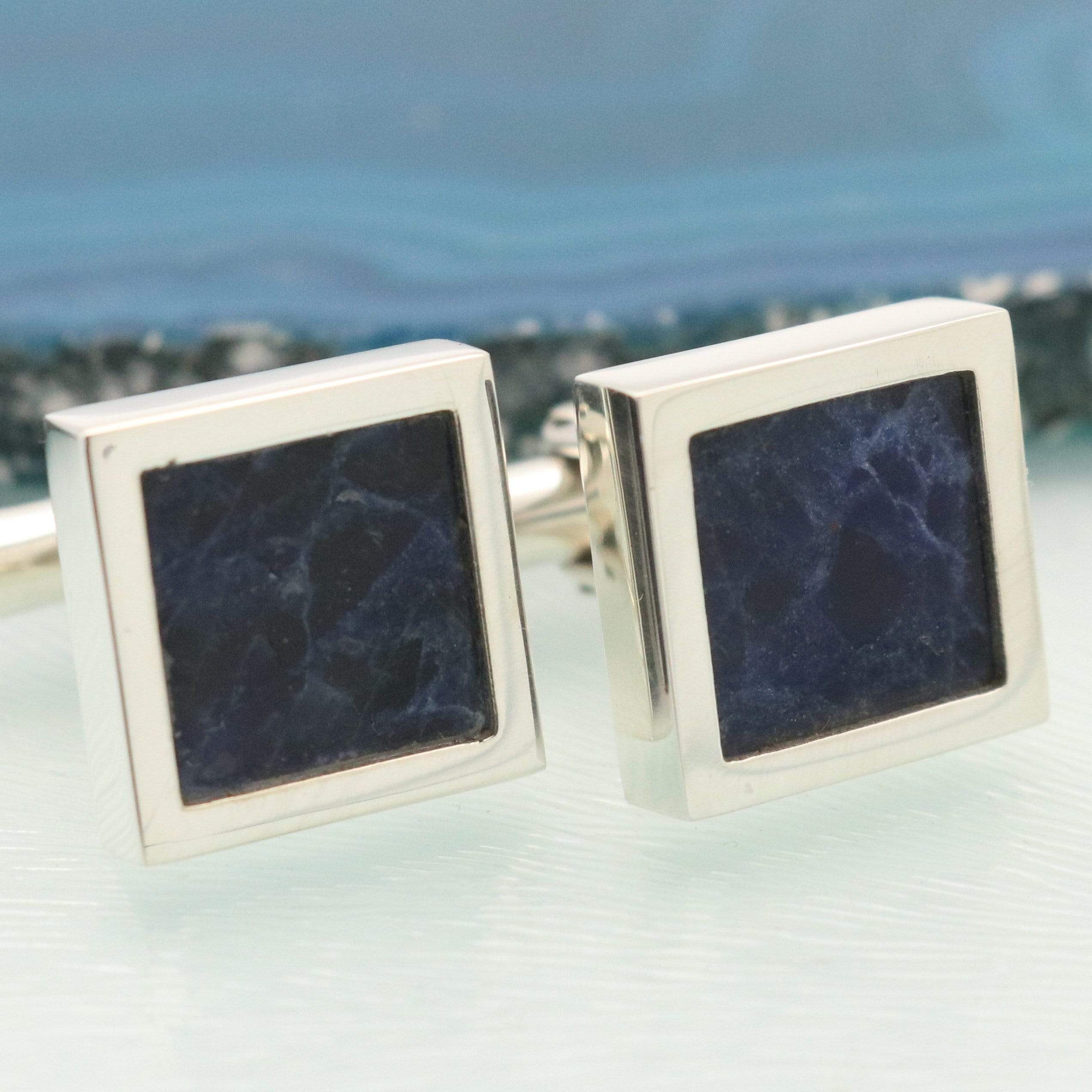 Hepburn and Hughes Sodalite Cufflinks in Sterling Silver
