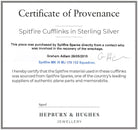 Hepburn and Hughes Spitfire Cufflinks | Made from genuine Spitfire parts | Sterling Silver