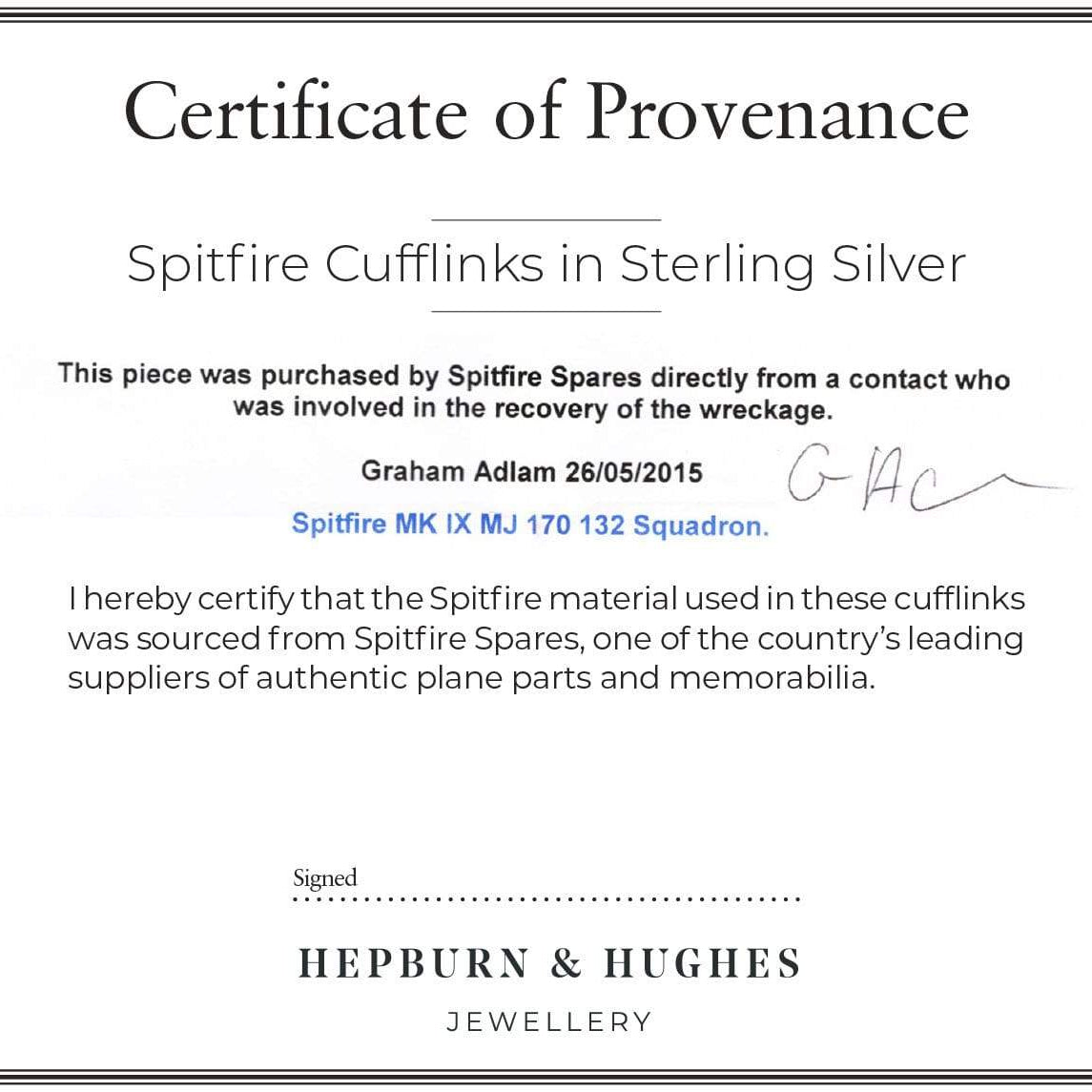 Hepburn and Hughes The Spitfire Collection - Cufflinks, Ring and Pendant made with reclaimed Spitfire fuselage