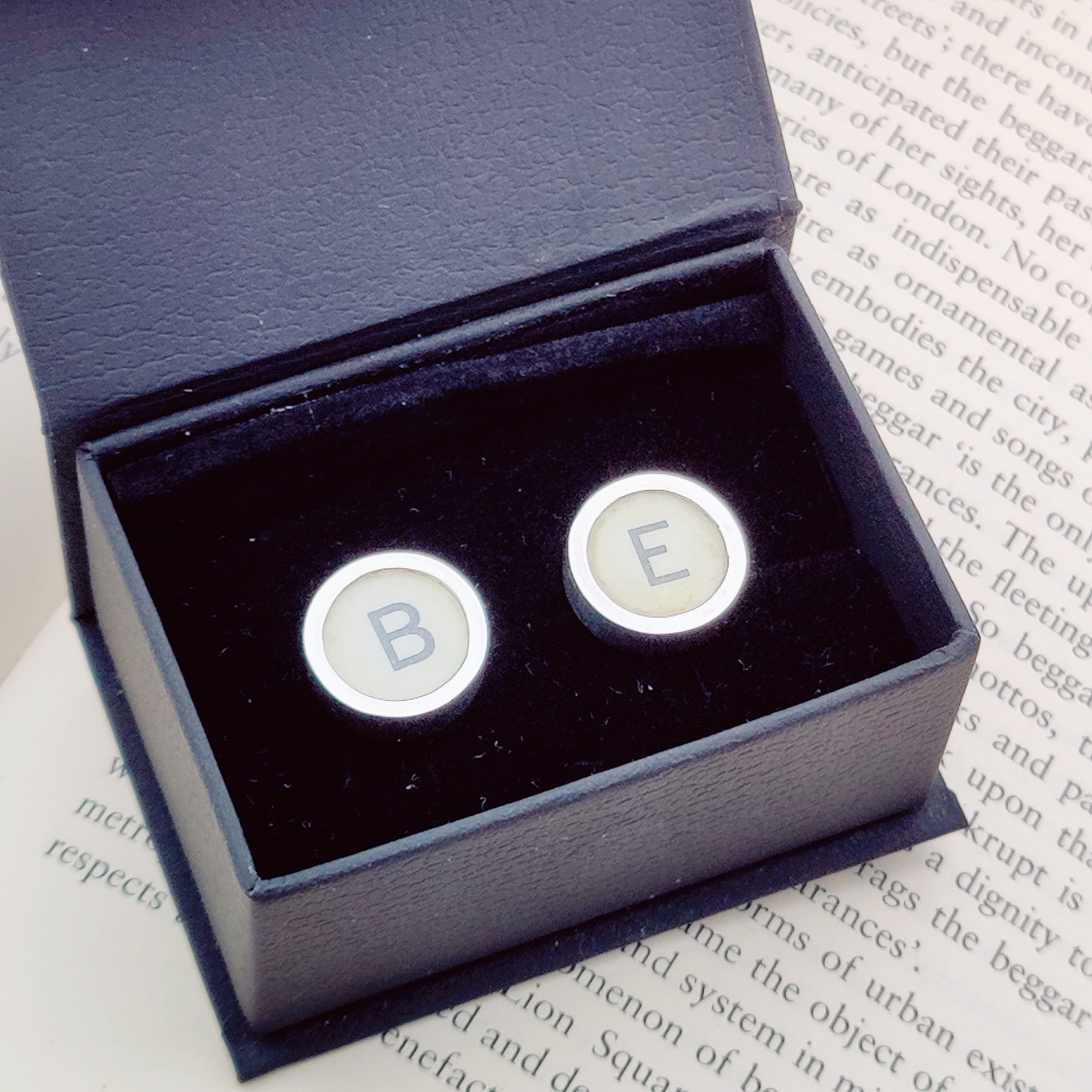 Hepburn and Hughes Type Writer Key Cufflinks in Sterling Silver