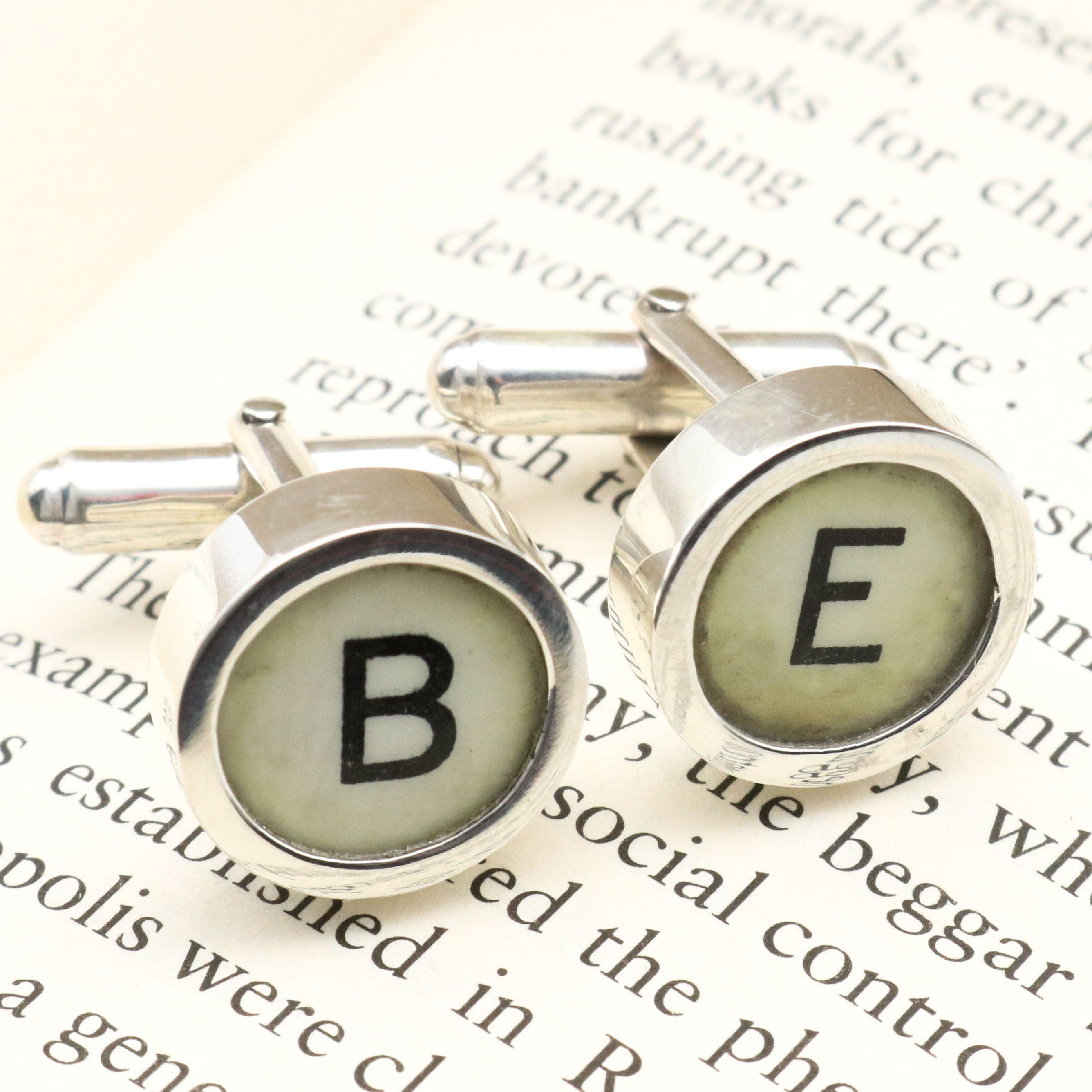 Hepburn and Hughes Type Writer Key Cufflinks in Sterling Silver