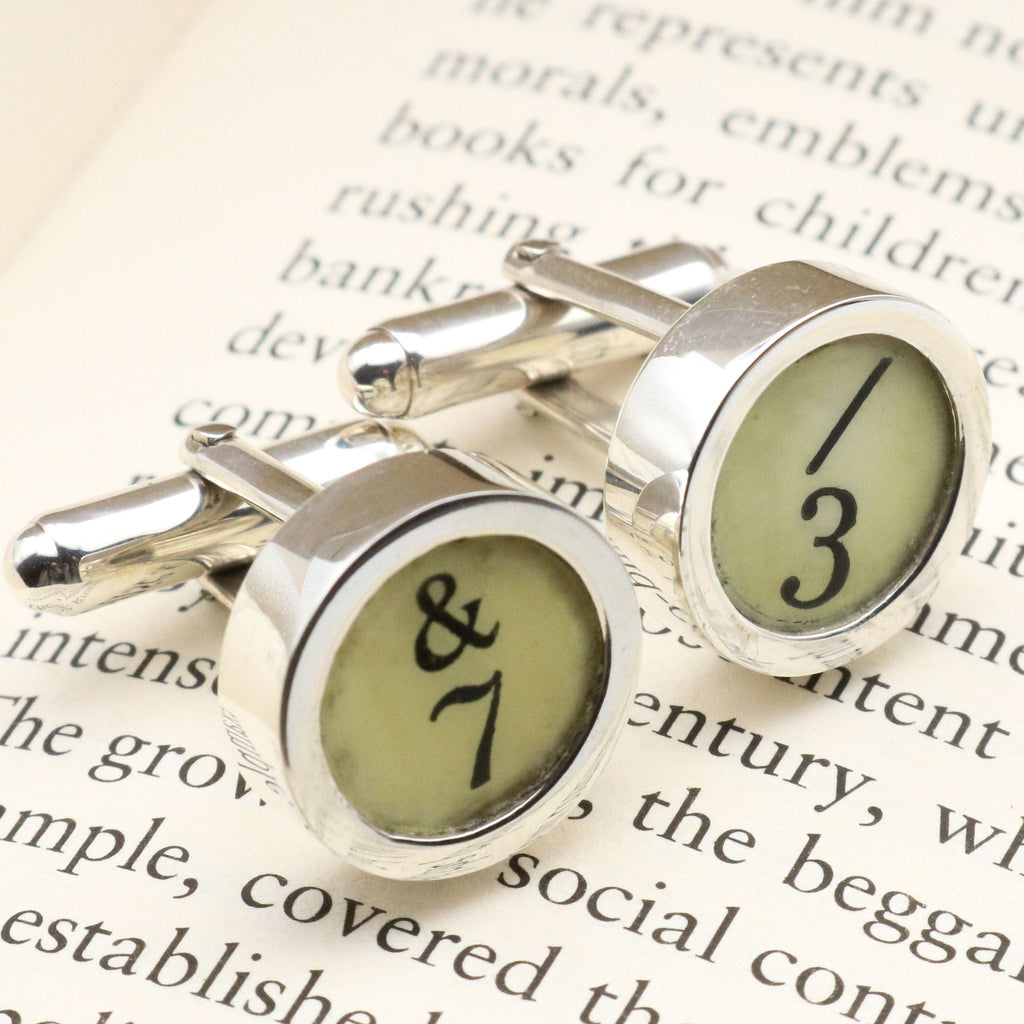 Hepburn and Hughes Type Writer Key Cufflinks in Sterling Silver