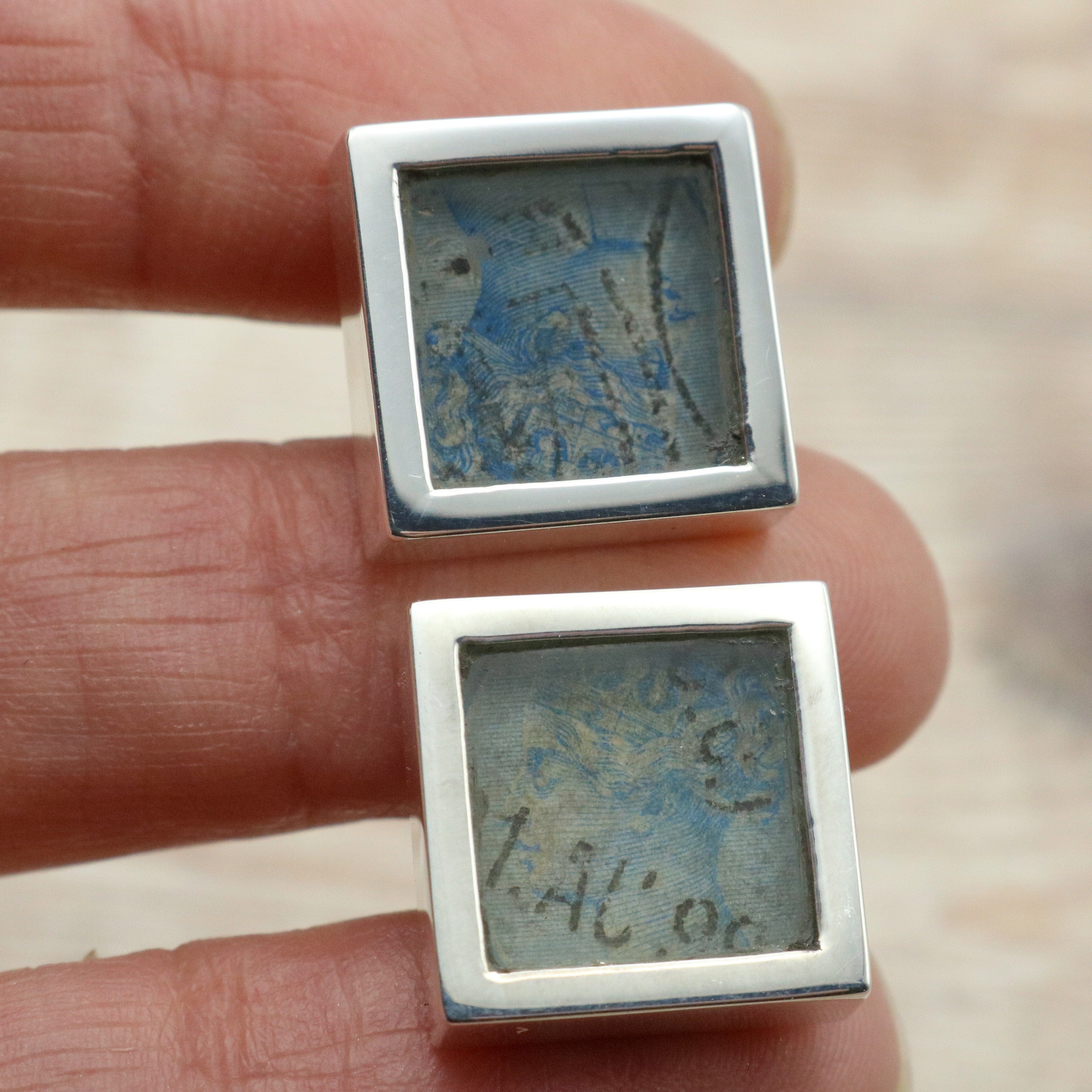 Hepburn and Hughes Vintage Stamp Cufflinks | Sterling Silver