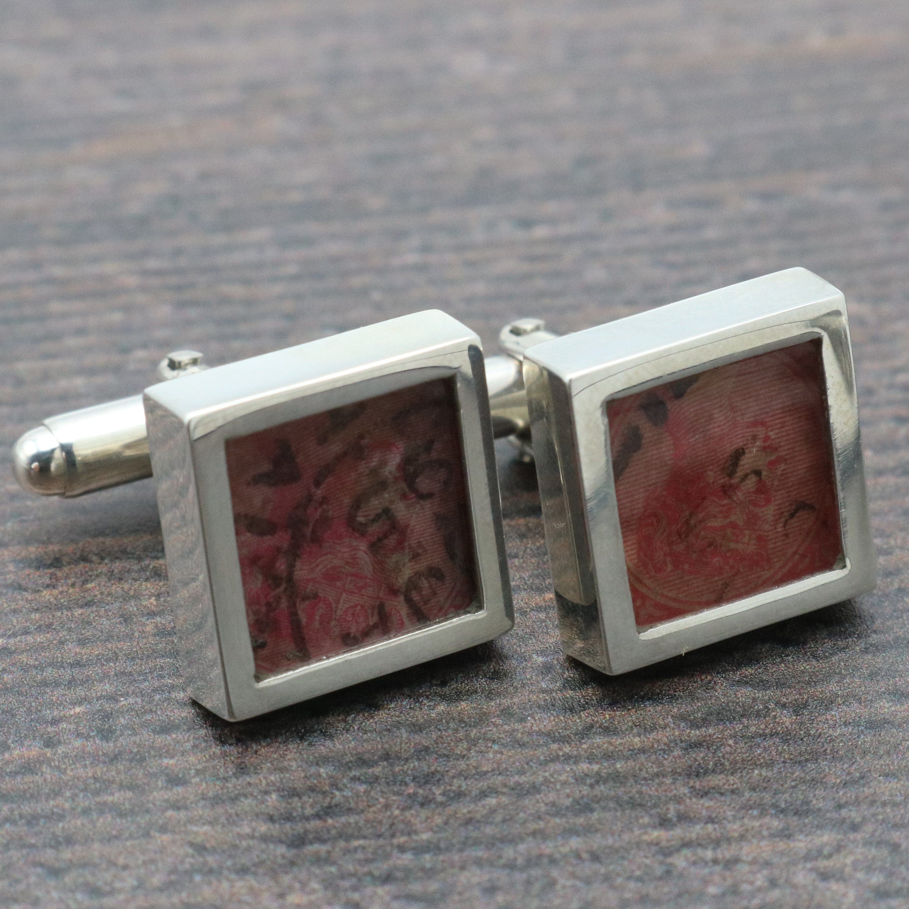 Hepburn and Hughes Vintage Stamp Cufflinks | Sterling Silver