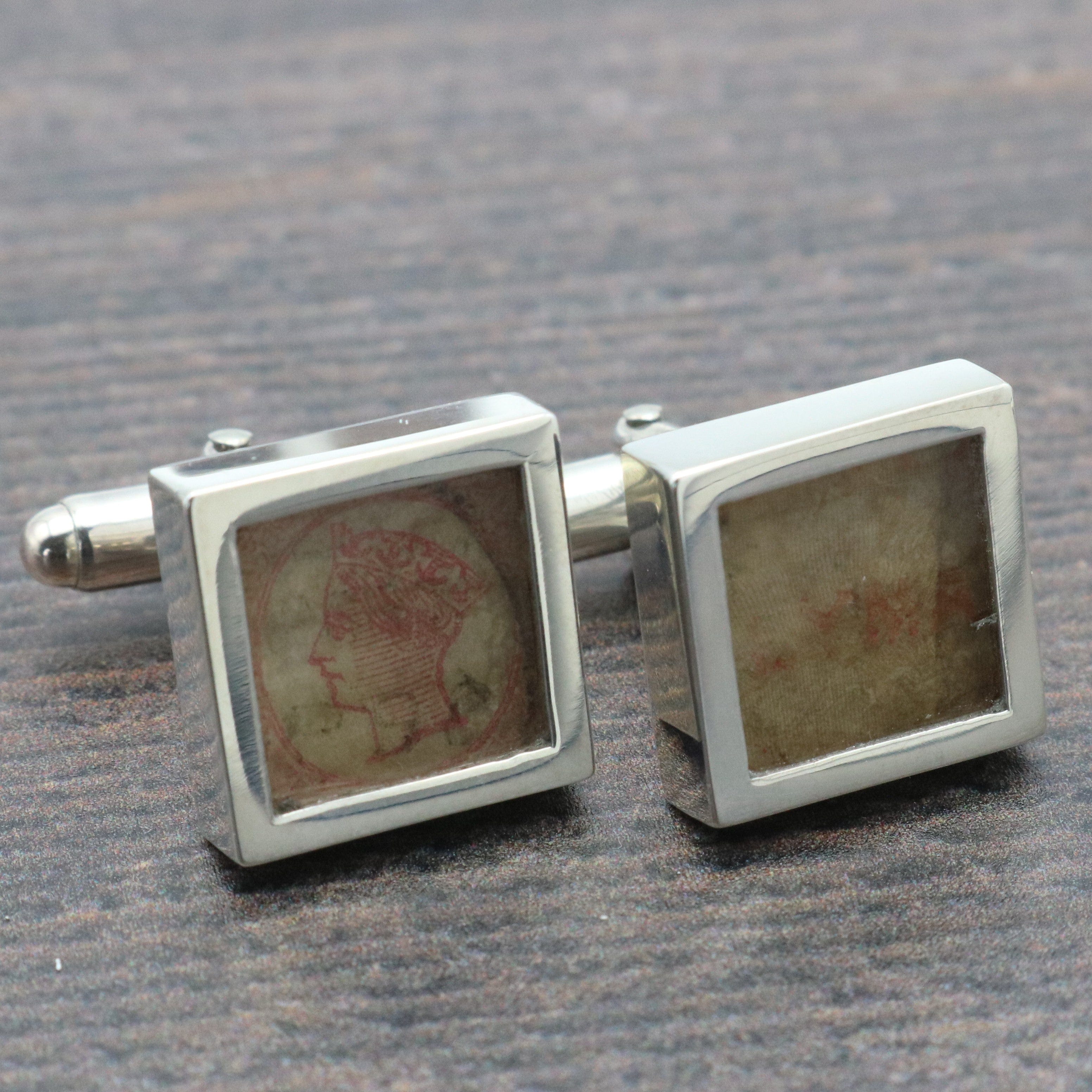 Hepburn and Hughes Vintage Stamp Cufflinks | Sterling Silver