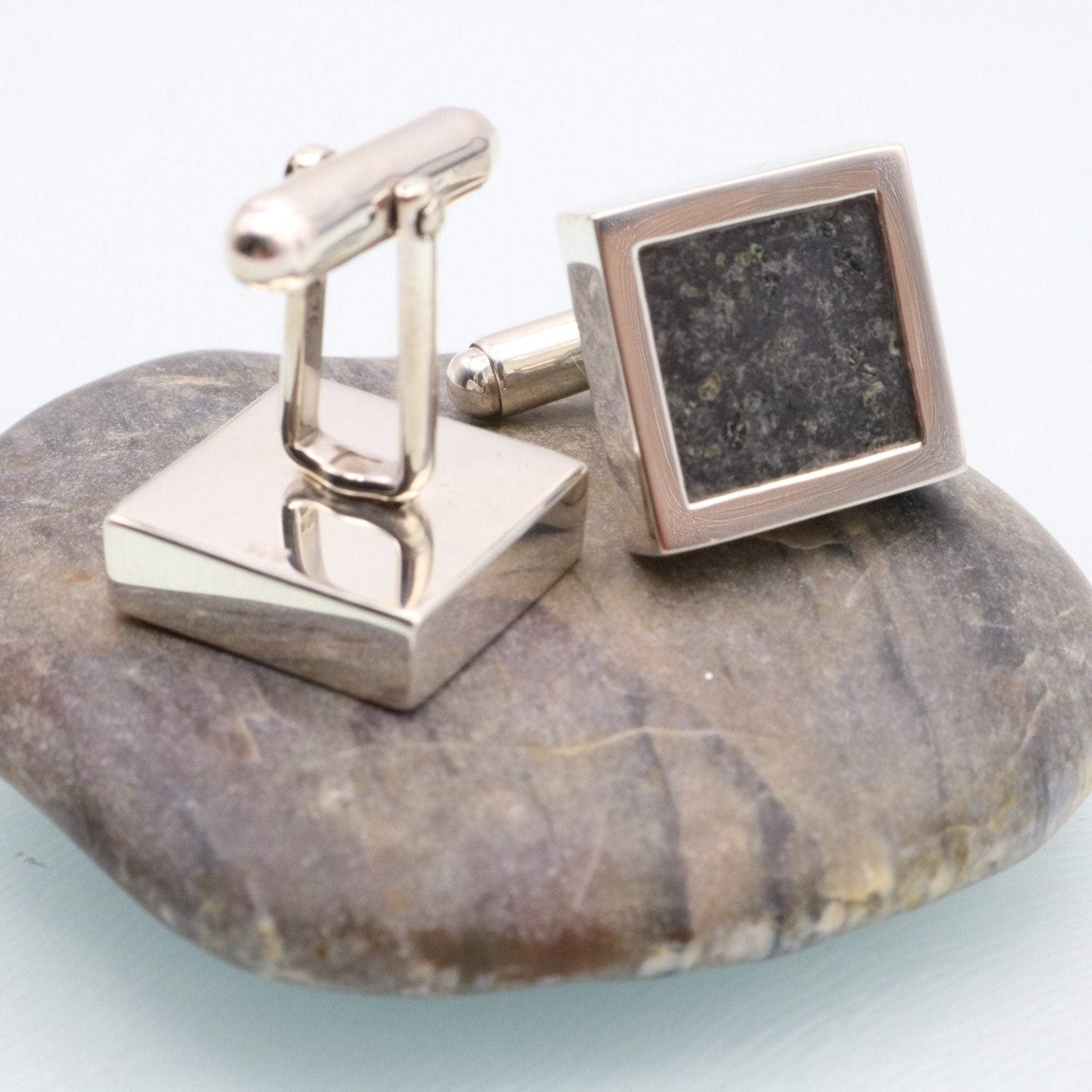 Hepburn and Hughes Volcanic Rock Cufflinks in Sterling Silver