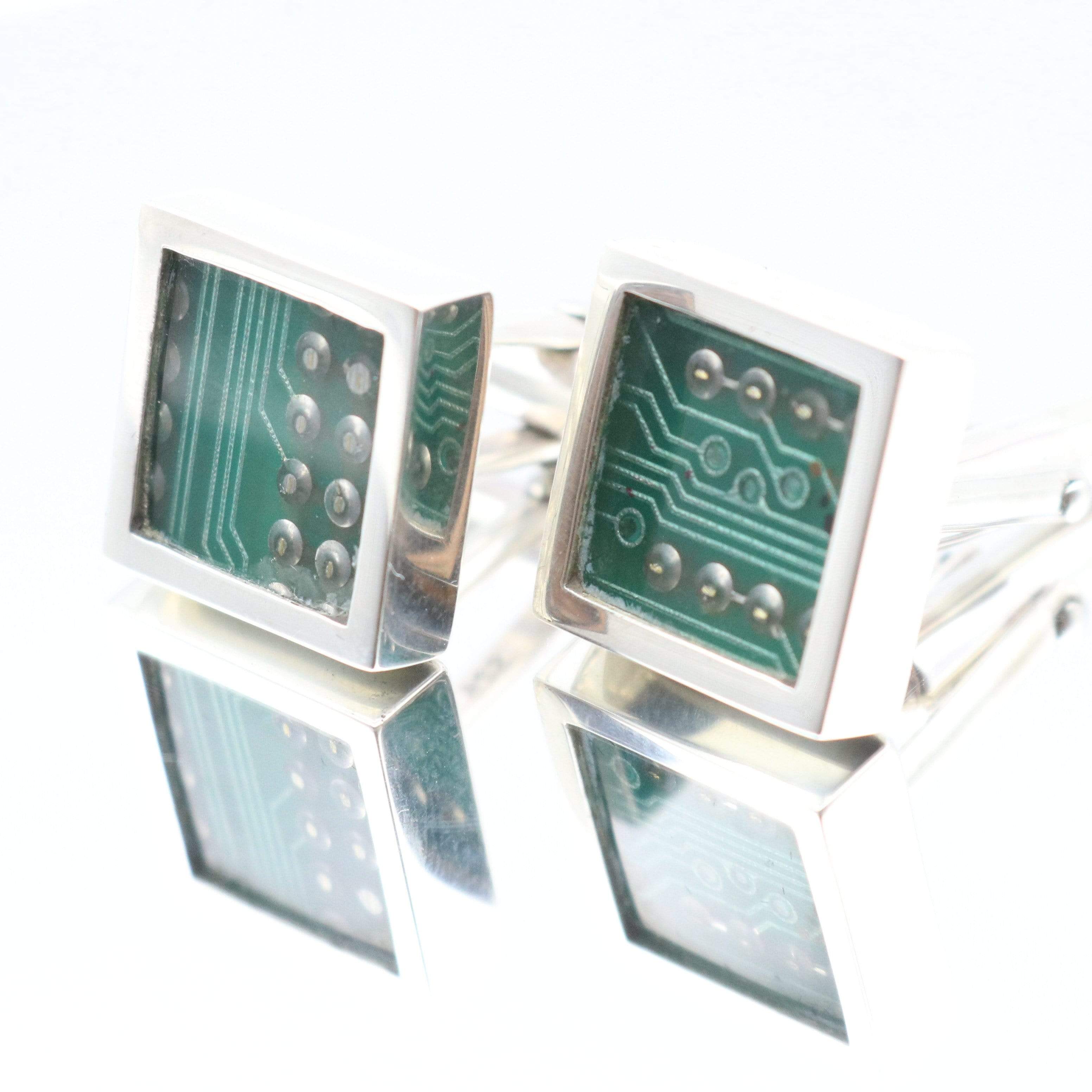 Hepburn and Hughes ZX Spectrum Circuit Board Cufflinks in Sterling Silver