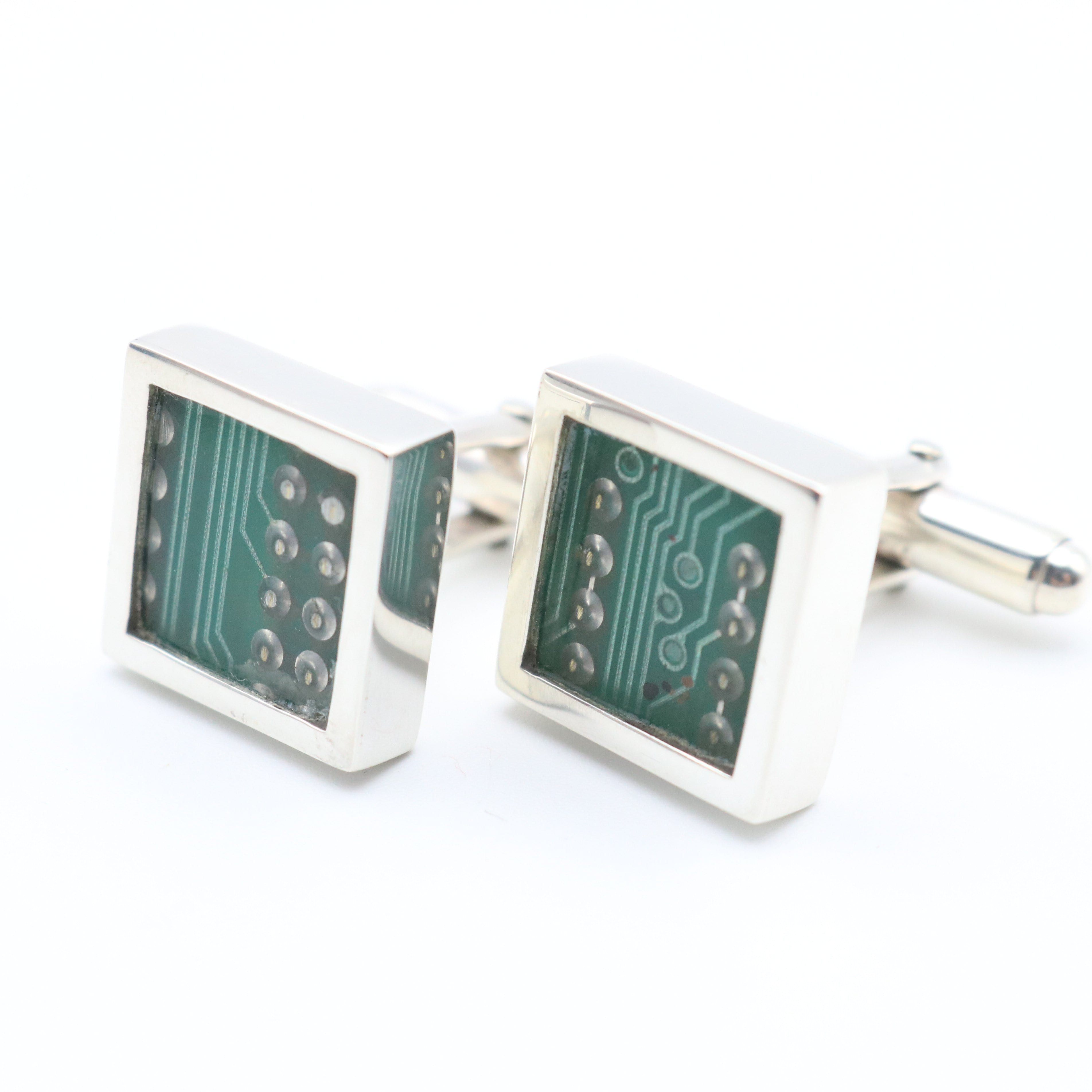 Hepburn and Hughes ZX Spectrum Circuit Board Cufflinks in Sterling Silver