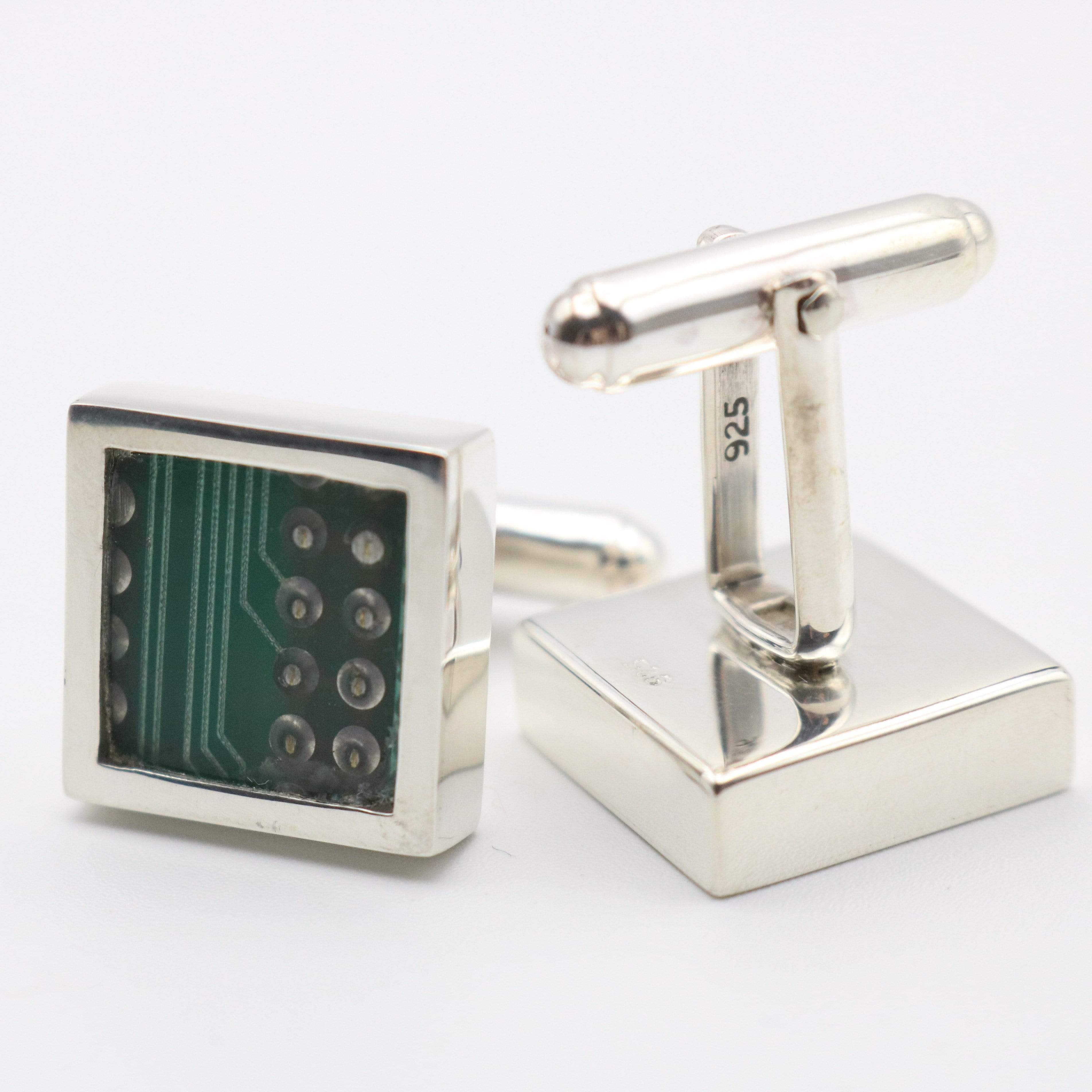 Hepburn and Hughes ZX Spectrum Circuit Board Cufflinks in Sterling Silver