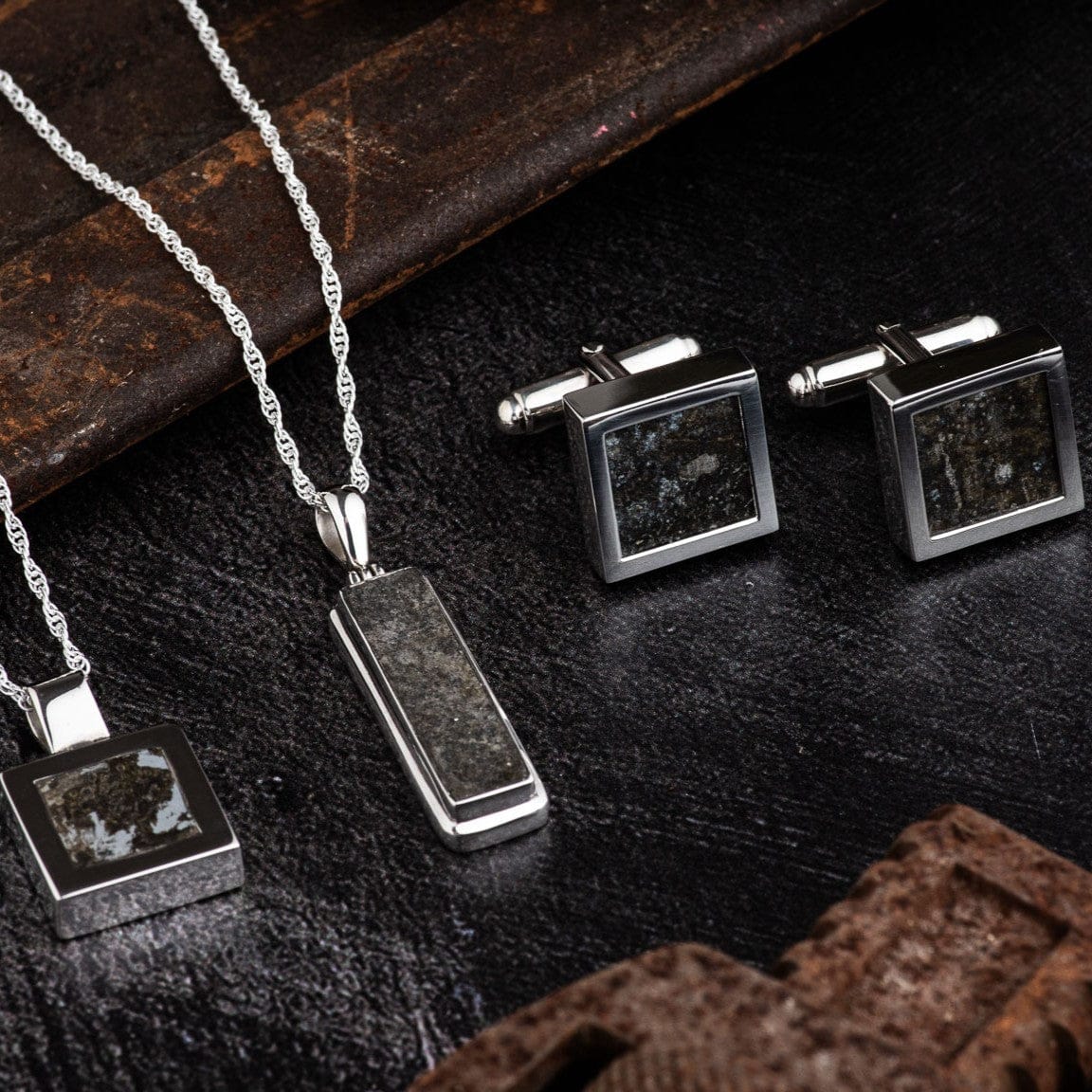 Genuine lancaster bomber material set in sterling silver to create meaningful jewellery and cufflinks