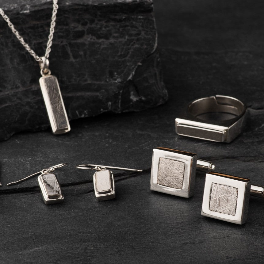 Muonionalusta Meteorite Jewellery and Cufflinks set in sterling silver