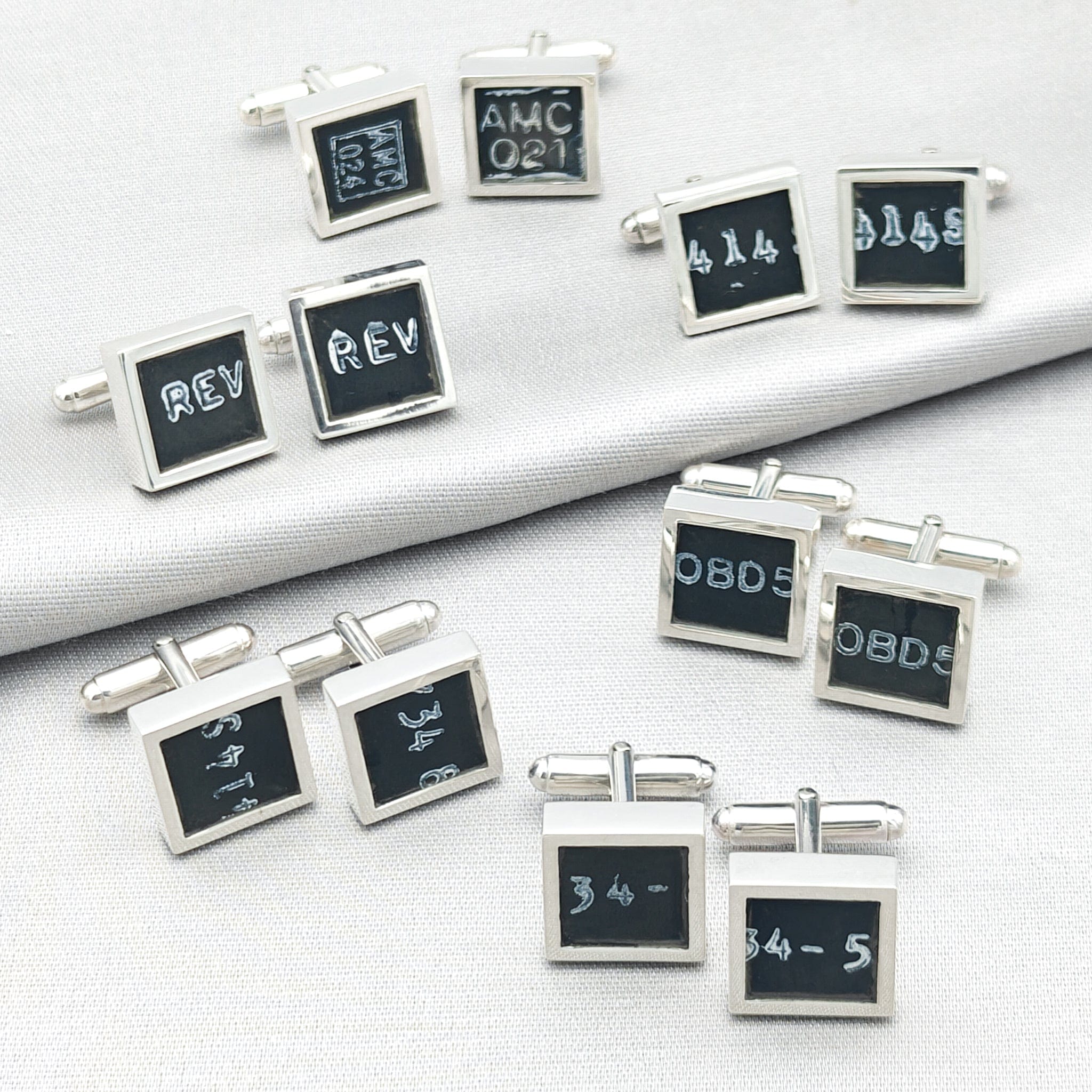 Chinook cufflinks made from the instrument panel of the flight deck