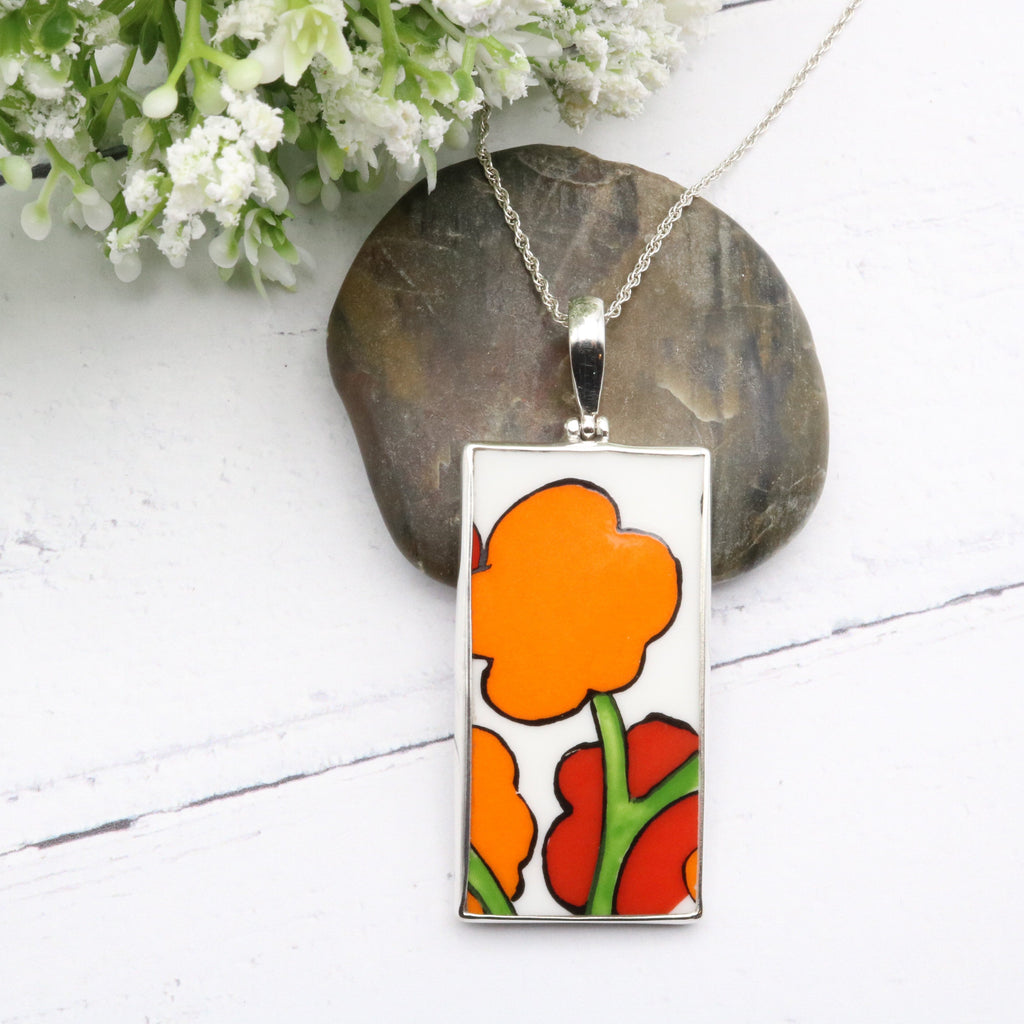 Clarice Cliff Pendant | Sterling Silver | Upcycled