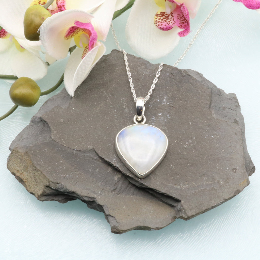Moonstone jewellery, white gemstone pendant