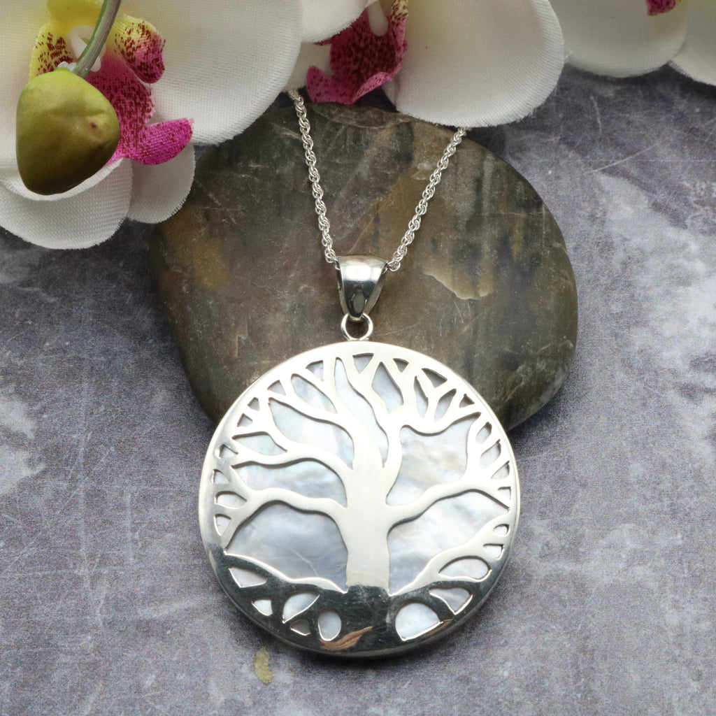 mother of pearl tree of life pendant