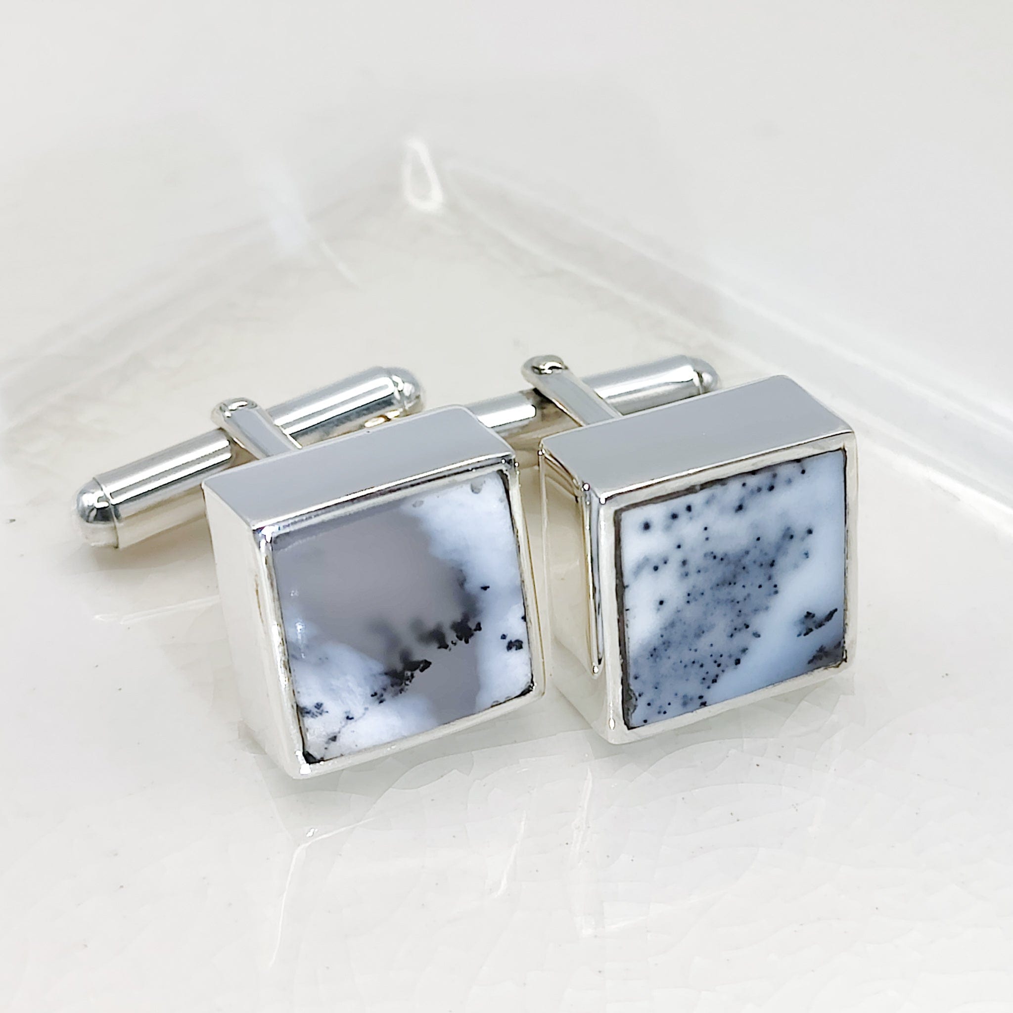 Opal gemstone cufflinks, alternative birthstone gift for April