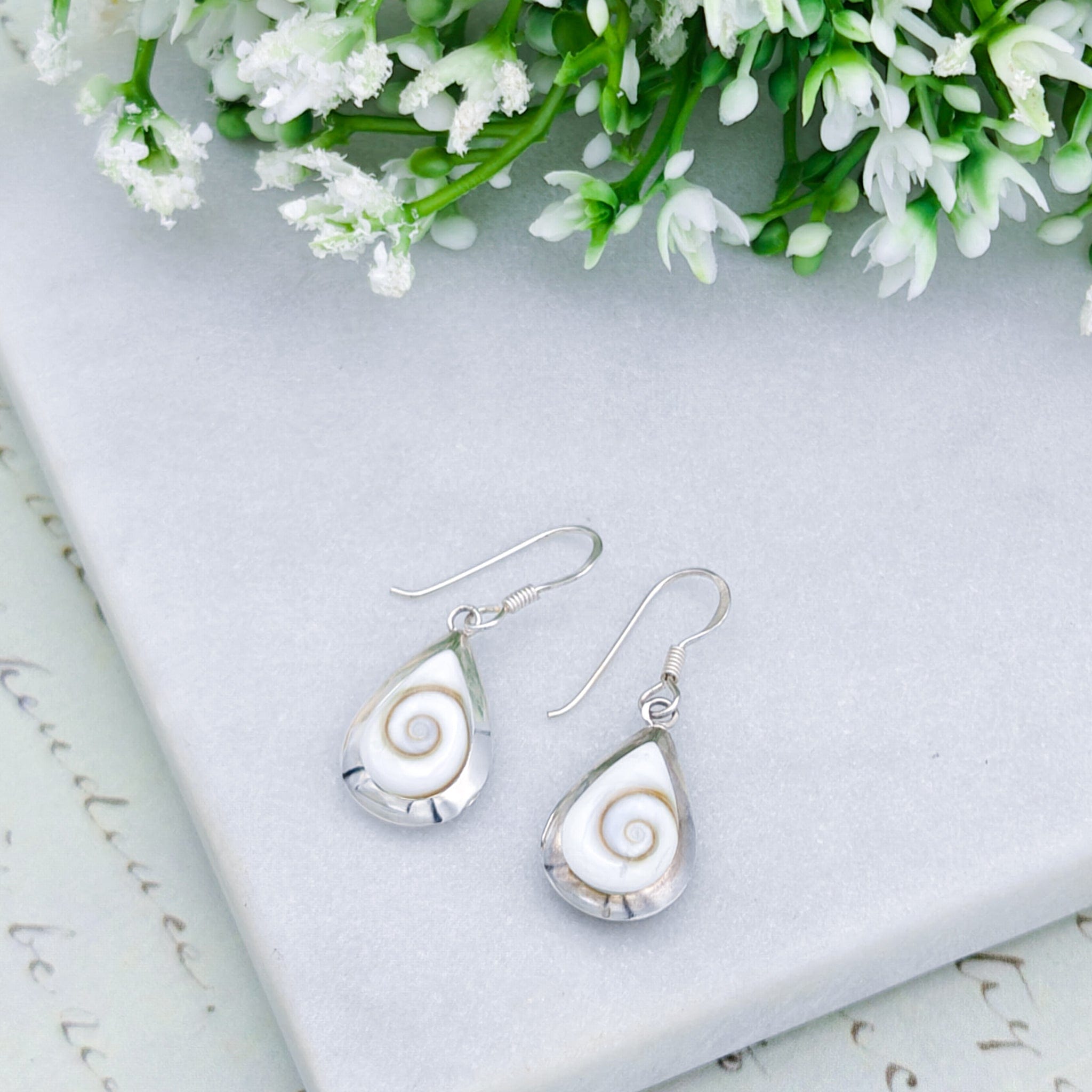 Hepburn and Hughes Abalone and Shiva Eye Earrings | Seashell Jewellery | Sterling Silver