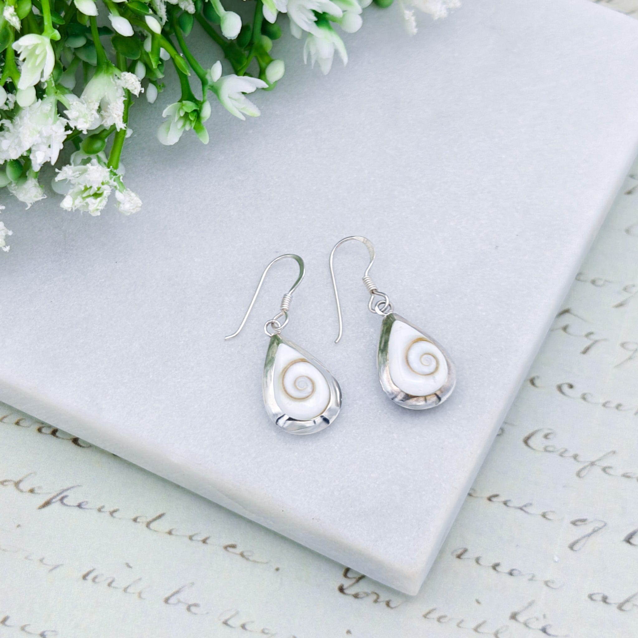 Hepburn and Hughes Abalone and Shiva Eye Earrings | Seashell Jewellery | Sterling Silver