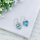 Hepburn and Hughes Abalone Earrings | Mother of Pearl on Reverse | Heart Shaped | Sterling Silver