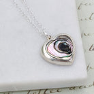 Hepburn and Hughes Abalone Heart Pendant set in sterling silver | 20mm wide | Seashell Gift