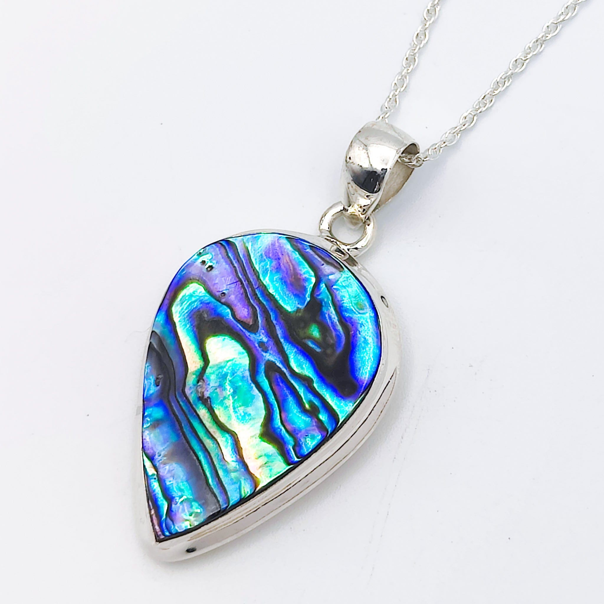 Hepburn and Hughes Abalone Sea Shell Pendant | 35mm Pear | Sterling Silver