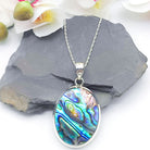 Hepburn and Hughes Abalone Sea Shell Pendant | 38mm Oval | Sterling Silver