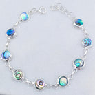 Hepburn and Hughes Abalone Shell Bracelet | Eight 8mm Round Shells | Sterling Silver