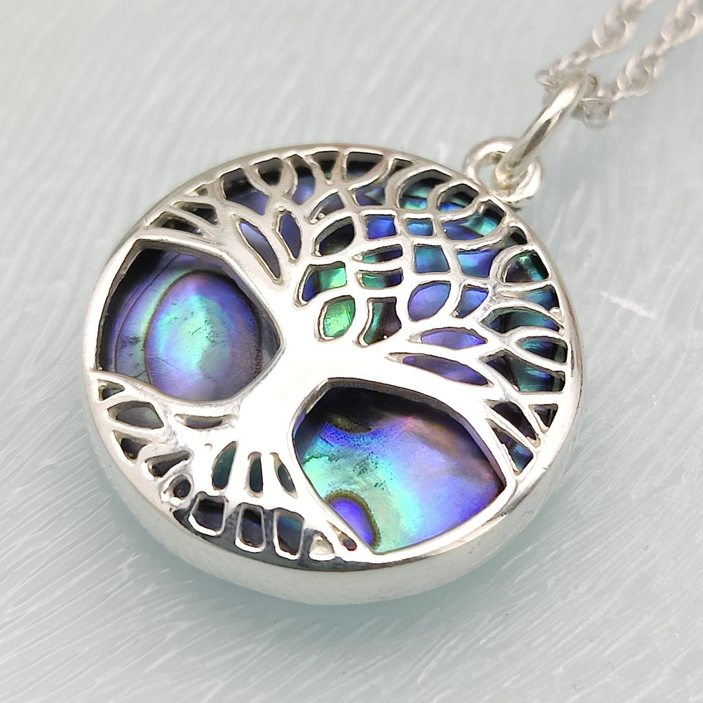 Hepburn and Hughes Abalone Shell Pendant | 20mm Tree of Life | Reversible | Sterling Silver