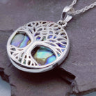 Hepburn and Hughes Abalone Shell Pendant | 28mm Tree of Life | Reversible | Sterling Silver