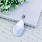 Hepburn and Hughes Abalone Shell Pendant | 50mm Teardrop | Mother of Pearl Reverse | Sterling Silver