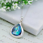 Hepburn and Hughes Abalone Teardrop Pendant | Shiva Eye on Reverse | Shell Gift | Sterling Silver