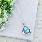 Hepburn and Hughes Abalone Teardrop Pendant | Shiva Eye on Reverse | Shell Gift | Sterling Silver