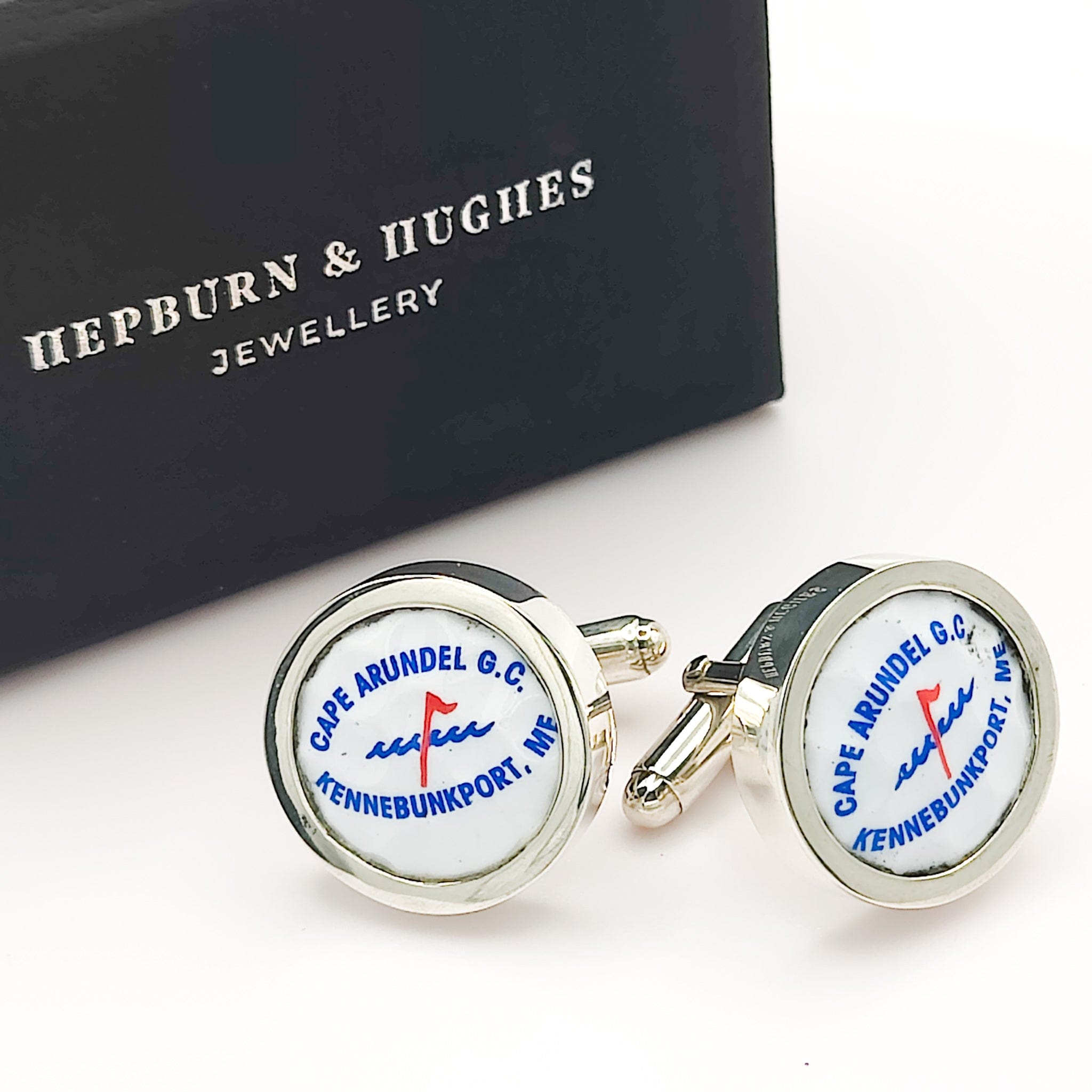 Hepburn and Hughes American Golf Ball Cufflinks | Sports Gift | Sterling Silver