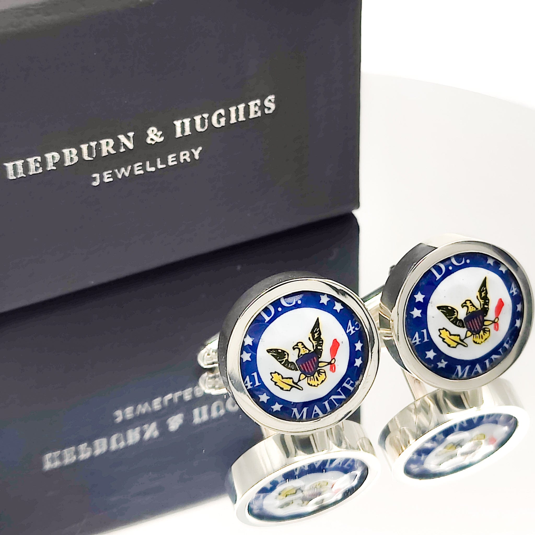 Hepburn and Hughes American Golf Ball Cufflinks | Sports Gift | Sterling Silver