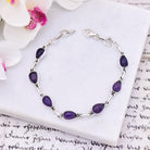 Hepburn and Hughes Amethyst Bracelet | Teardrops | Aquarius Gift | Sterling Silver
