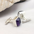 Hepburn and Hughes Amethyst Cufflinks | Purple Gemstone Cuff Links | Sterling Silver