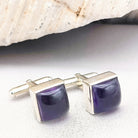 Hepburn and Hughes Amethyst Cufflinks | Purple Gemstone Cuff Links | Sterling Silver