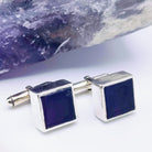 Hepburn and Hughes Amethyst Cufflinks | Purple Gemstone Cuff Links | Sterling Silver