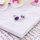 Hepburn and Hughes Amethyst Earrings | Aquarius Gift | 10mm Oval Studs | Sterling Silver