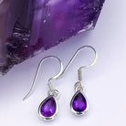 Hepburn and Hughes Amethyst Earrings | Aquarius Gift | 10mm teardrop | Sterling Silver