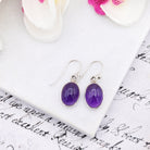 Hepburn and Hughes Amethyst Earrings | Aquarius Gift | 15mm Oval | Sterling Silver