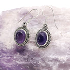 Hepburn and Hughes Amethyst Earrings | Aquarius Gift | Ornate Oval | Sterling Silver