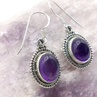 Hepburn and Hughes Amethyst Earrings | Aquarius Gift | Ornate Oval | Sterling Silver