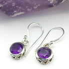 Hepburn and Hughes Amethyst Earrings | Aquarius Gift | Ornate Round | Sterling Silver