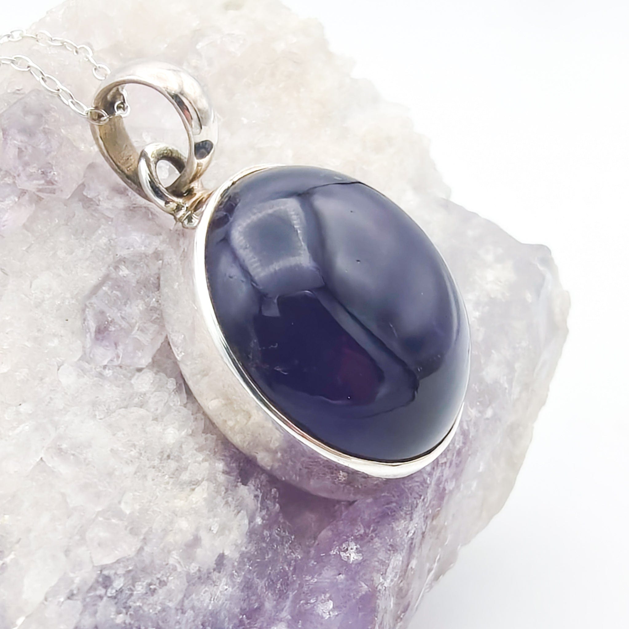 Hepburn and Hughes Amethyst Pendant | 25mm Circle | 6th anniversary gift | Sterling Silver