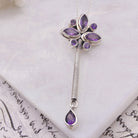 Hepburn and Hughes Amethyst Pendant | 55mm long | February Birthstone | Sterling Silver