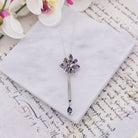 Hepburn and Hughes Amethyst Pendant | 55mm long | February Birthstone | Sterling Silver