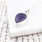 Hepburn and Hughes Amethyst Pendant | 6th Anniversary Gift | 20mm Teardrop | Sterling Silver