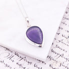 Hepburn and Hughes Amethyst Pendant | 6th Anniversary Gift | 20mm Teardrop | Sterling Silver