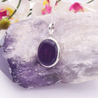 Hepburn and Hughes Amethyst Pendant | Aquarius Gift | 22mm Oval | Sterling Silver